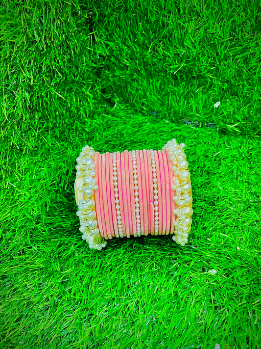 Royal Baby Pink Velvet Bangles – Perfect for Celebrations