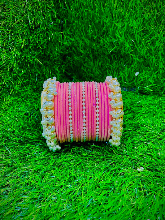 Royal Baby Pink Velvet Bangles – Perfect for Celebrations