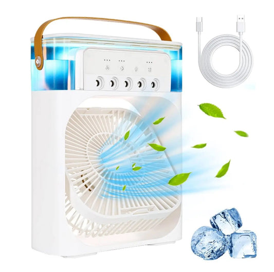 Portable Air Conditioner Fan Mini Evaporative Air Cooler with 7 Colors LED Light 1/2/3 H Timer 3 Wind Speeds and 3 Spray Modes